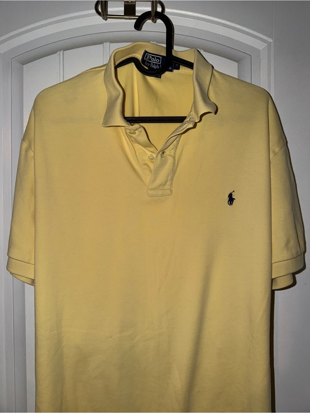 Vintage Ralph Lauren Soft Interlock Polo M Butter Yellow Navy Pony Luxury